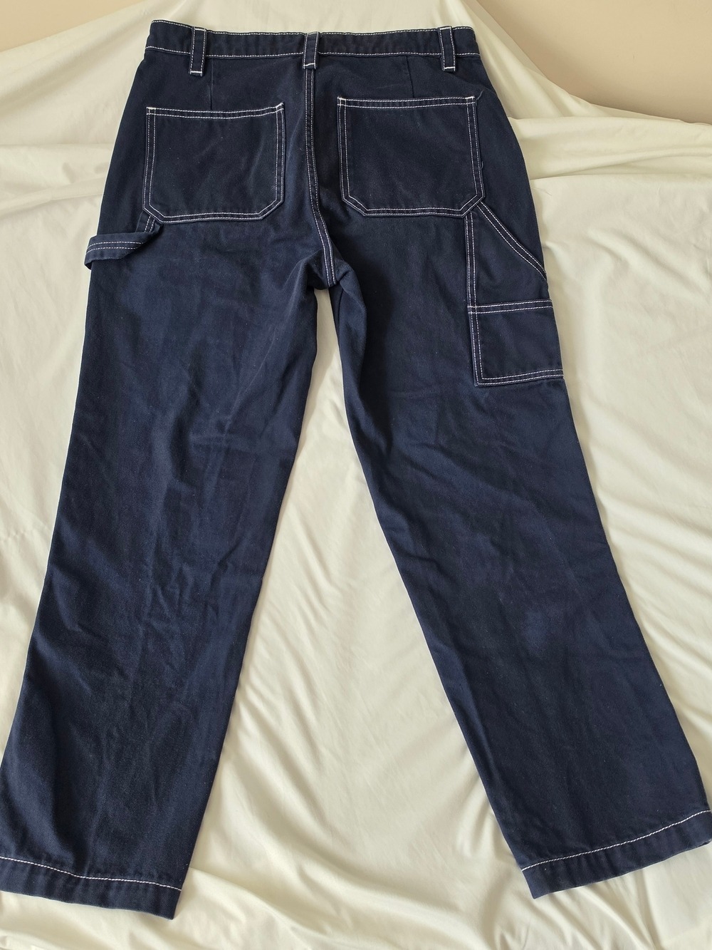 Zara High Rise Carpenter Pants Dark Blue Size 31 - Picture 2 of 11